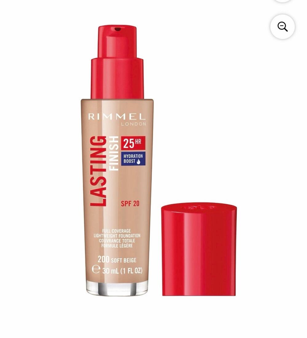 NIB Rimmel Lasting Finish 25Hr Liquid Foundation +SPF20, 200 Soft Beige, 1 fl oz